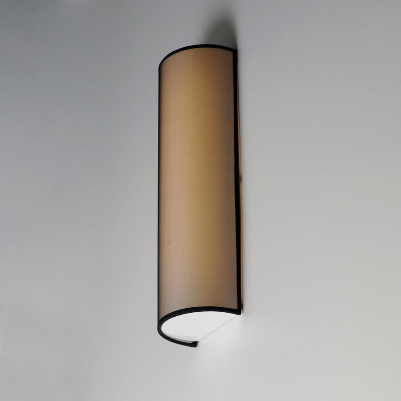 Prime 18" Tall LED Sconce, 820 Lumens, 12W, 3000K, 120-277V White Linen, Oatmeal, Black Organza, or Grass Cloth Finish