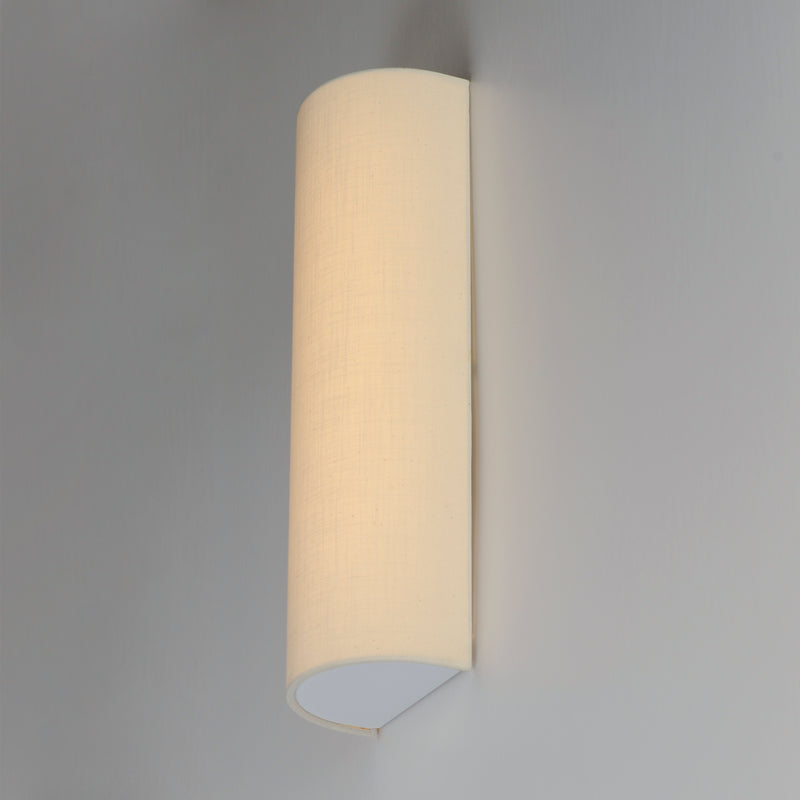 Prime 18" Tall LED Sconce, 820 Lumens, 12W, 3000K, 120-277V White Linen, Oatmeal, Black Organza, or Grass Cloth Finish