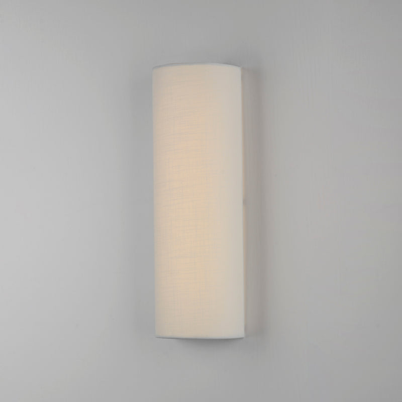 Prime 18" Tall LED Sconce, 820 Lumens, 12W, 3000K, 120-277V White Linen, Oatmeal, Black Organza, or Grass Cloth Finish