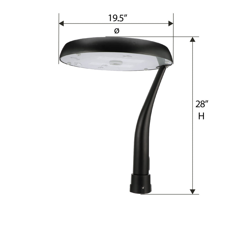 Commercial Grade Solar Pedestrian LED Post Light, 3700 Lumen Max, 6000K, w/ Motion Sensor and Timer - 3" Fitter