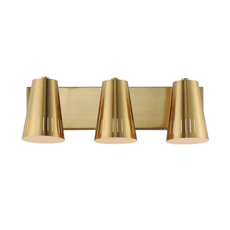 Helsinki 3-Light Bath Vanity, Natural Aged Brass