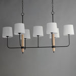 Bozeman 7-Light Linear Chandelier, Natural Wood