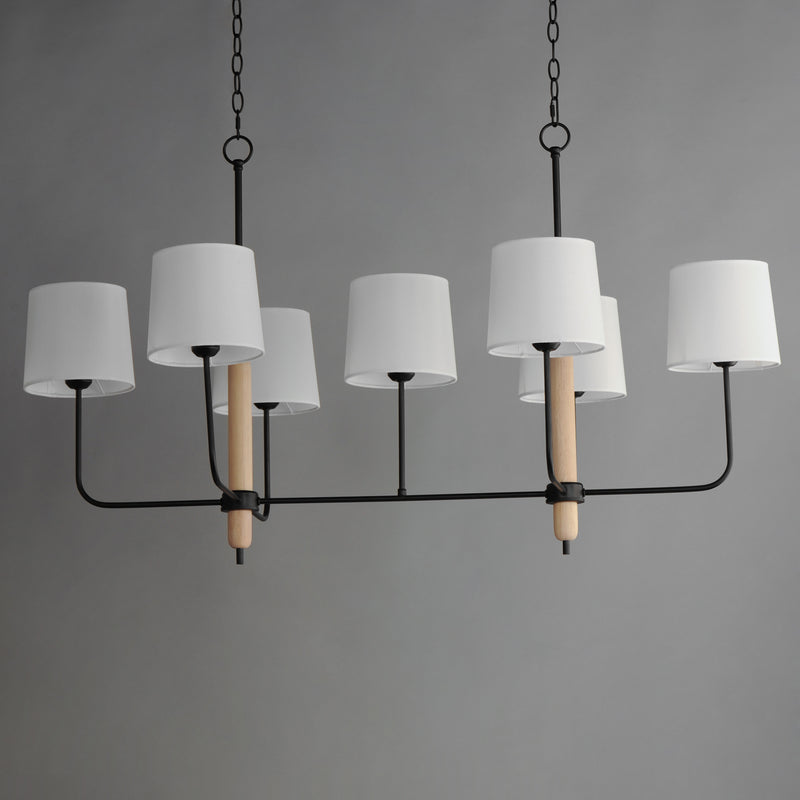 Bozeman 7-Light Linear Chandelier, Natural Wood