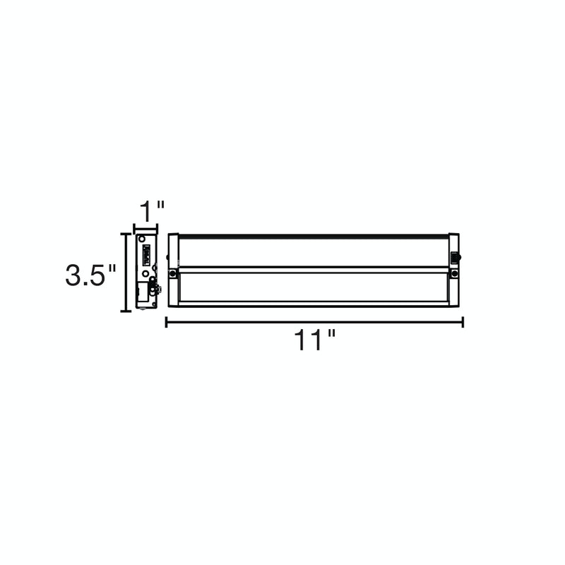 11" LED Undercabinet Bar Light, 6W, 350 Lumens, CCT Selectable, 120V, White or Bronze Finish