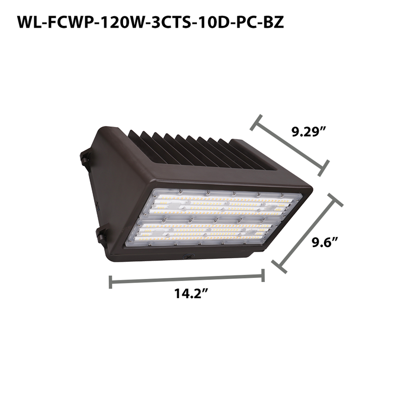 LED Full Cutoff Wall Pack, 17,400 Lumen Max, Wattage and CCT Selectable, Integrated Photocell, 120-277V