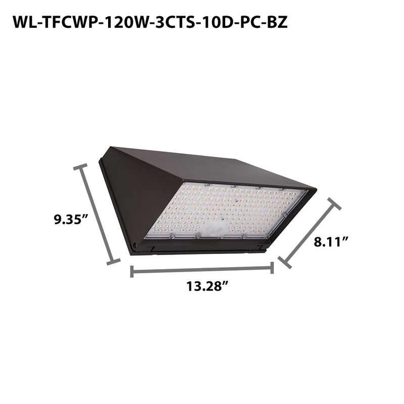 LED Traditional Cutoff Wall Pack, 17,760 Lumen Max, Wattage and CCT Selectable, Integrated Photocell, 120-277V