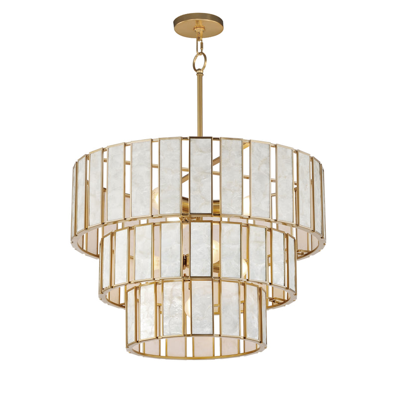 Miramar 7-Light Chandelier, Capiz / Natural Aged Brass Finish