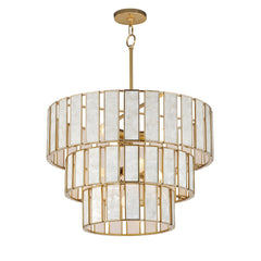 Miramar 7-Light Chandelier, Capiz / Natural Aged Brass Finish