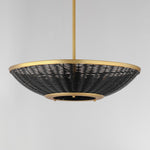 Rattan 20" 3-Light Pendant, Natural Aged Brass