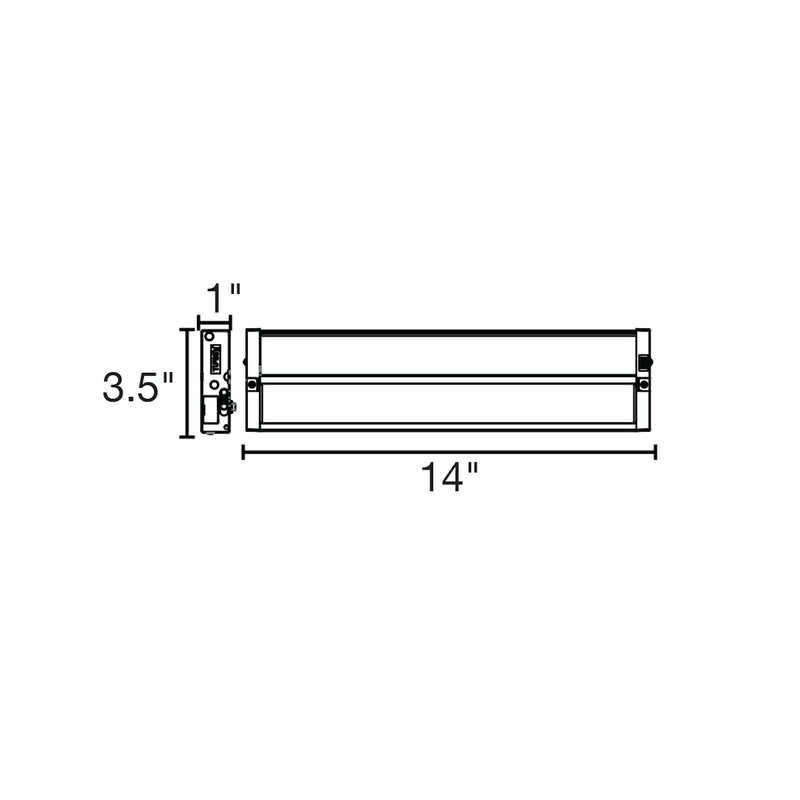 14" LED Undercabinet Bar Light, 8W, 570 Lumens, CCT Selectable, 120V, White or Bronze Finish