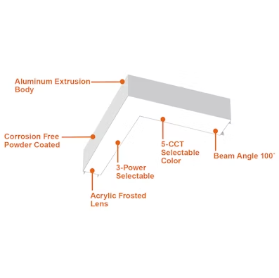 24x24" L-Shape  Downlight, 6000 Lumen Max, Wattage and CCT Selectable, 120-277V