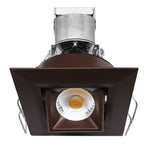 1" LV Square Gimbal Downlight: Mini-Line, 6W, 3000K, 12V, White, Black or Bronze Finish