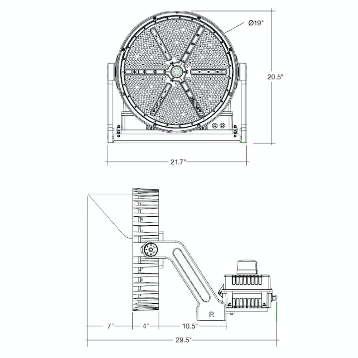 LED Stadium Light, 39000-156000 Lumens, Wattage Selectable, 5000K, Yoke Mount, 120-277V