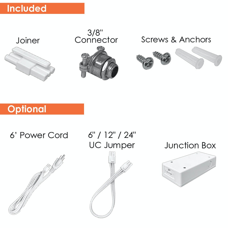 28" LED Undercabinet Bar Light, 12W, 900 Lumens, CCT Selectable, 120V, White or Bronze Finish