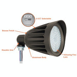 Knuckle Mounted S-Line LED Bullet Flood Light, 25W, 120-277V, 3,500 Lumens, CCT Selectable 3000K/4000K/5000K, Bronze or White Finish