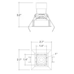 1" LV Square Gimbal Downlight: Mini-Line, 6W, 3000K, 12V, White, Black or Bronze Finish