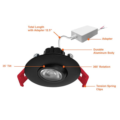 2" Smooth Gimbal Downlight: LV-Line, 350 Lumens, 5W, 3000K, 120V