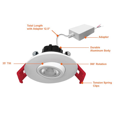 2" Smooth Gimbal Downlight: LV-Line, 350 Lumens, 5W, 3000K, 120V