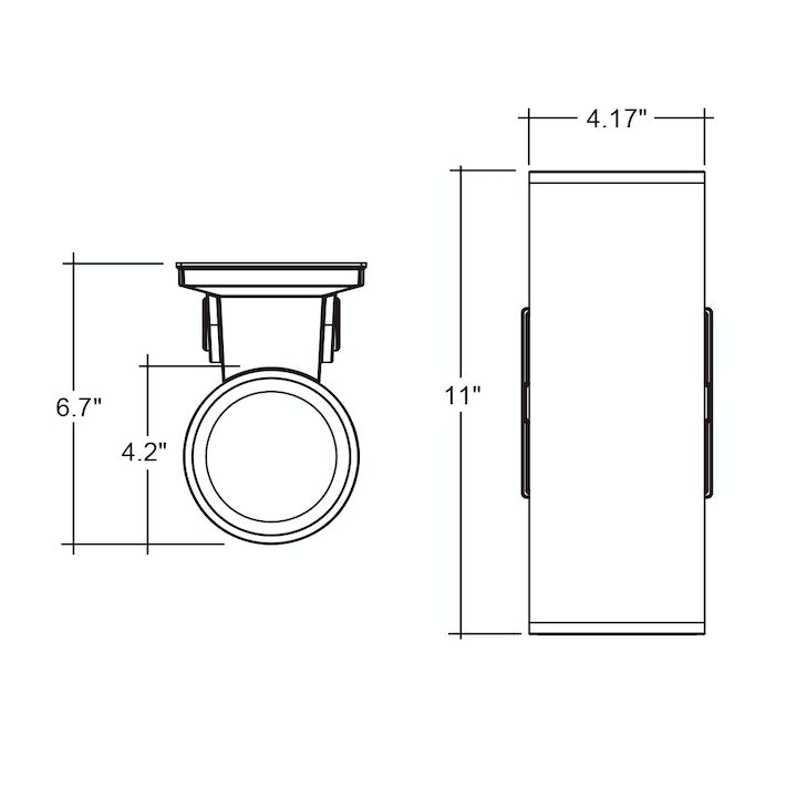 4" Architectural Cylinder Up and/or Down Light, 2100 Lumen Max, CCT and Wattage Selectable, Integrated Photocell, 120-277V