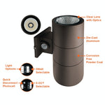 4" Architectural Cylinder Up and/or Down Light, 2100 Lumen Max, CCT and Wattage Selectable, Integrated Photocell, 120-277V