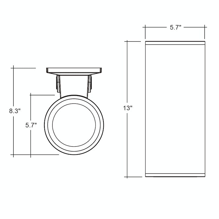 6" Architectural Cylinder Up and/or Down Light, 3400 Lumen Max, CCT and Wattage Selectable, Integrated Photocell, 120-277V