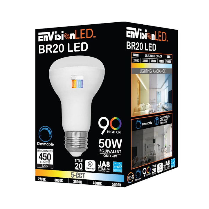 10PK BR Series: 5-CCT LED Bulb, BR20 40W Equivalent, 6W, 120V