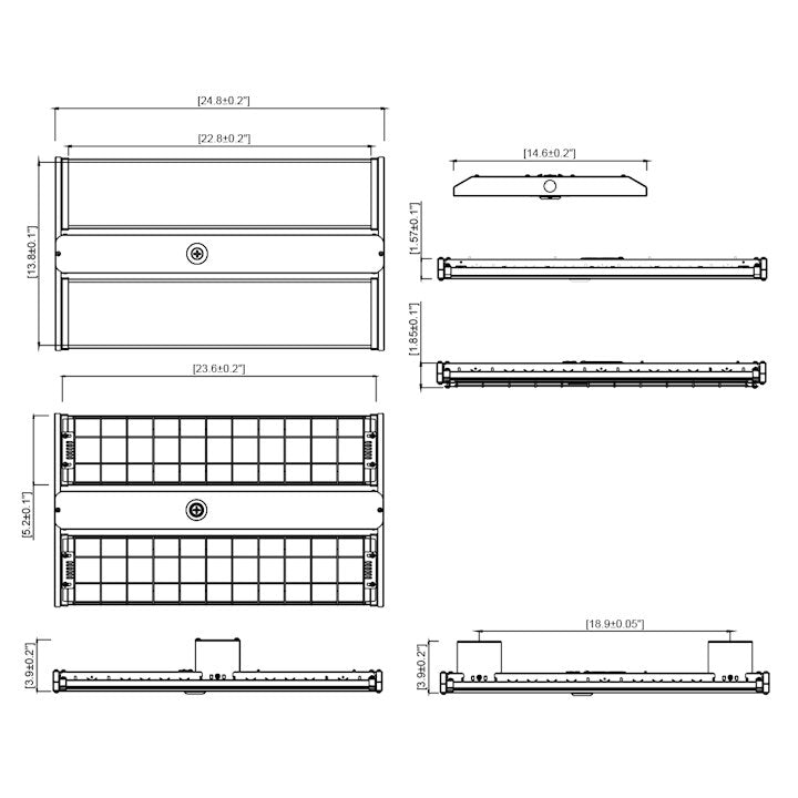 2FT LED Linear High Bay, 66000 Lumen Max, Wattage and CCT Selectable, 120-277V or 277-480V