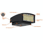 LED Full Cutoff Adjustable Wall Pack, 13882 Lumen Max, Wattage and CCT Selectable, 120-277V, Bronze, Black, or White Finish