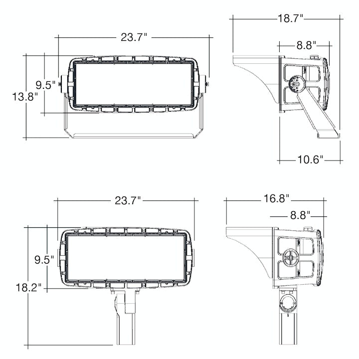 LED Square Sports Light, 120000 Lumen Max, Wattage Selectable, 5000K, 120-277V