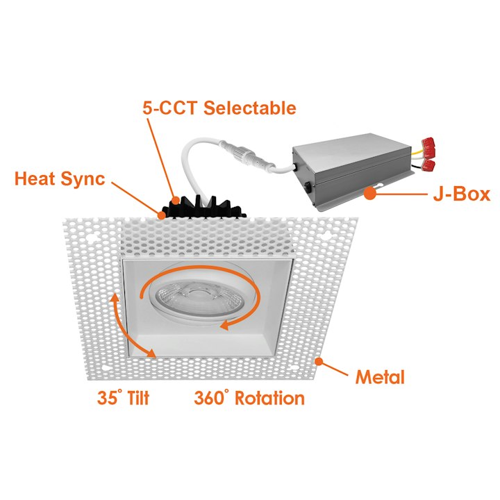 4" Multiple Trimless: Single Head, 1000 Lumens, 15W, 120V