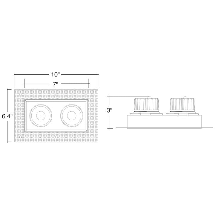 4" Multiple Trimless: Double Head, 2000 Lumens, 30W, 120V