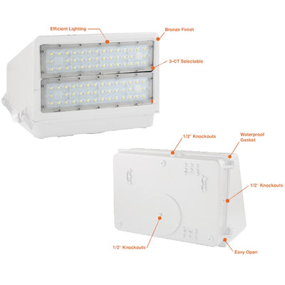 Wall Pack: FC-Line, 21,750 Lumen Max, Wattage and CCT Selectable, 120-277V, Black or White Finish