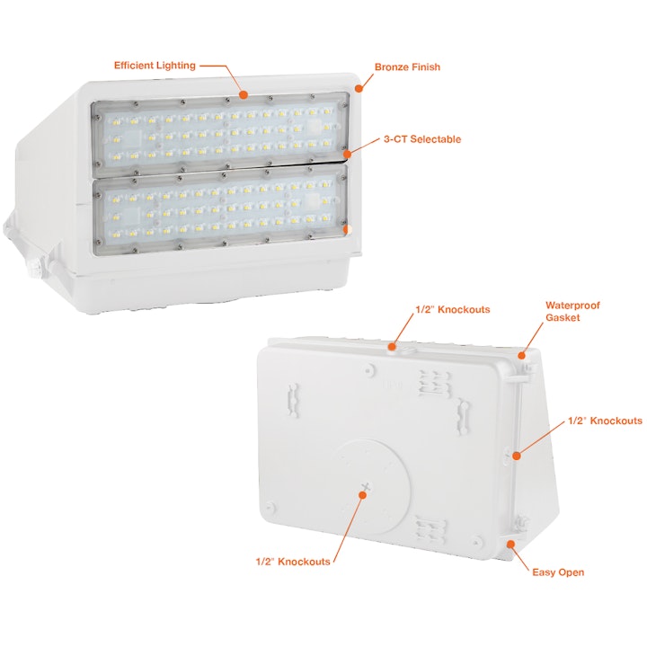 Wall Pack: FC-Line, 21,750 Lumen Max, Wattage and CCT Selectable, 120-277V, Black or White Finish