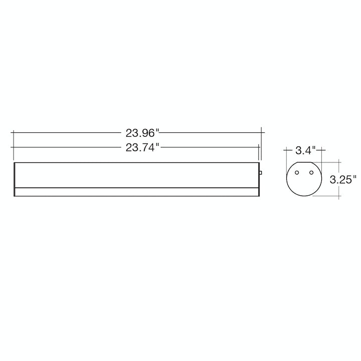 2' Architectural Tubular Linear Fixture, 20W, 2300 Lumens, CCT Selectable, 120-277V