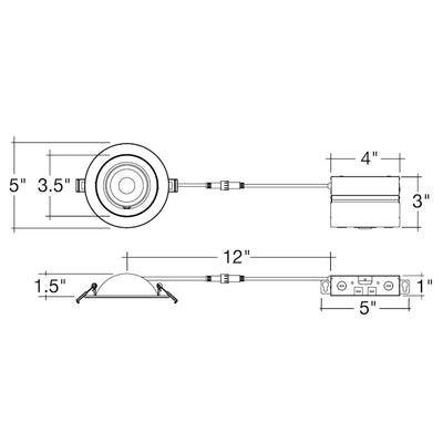 4" SnapTrim Floating Adjustable J-Box Fire Rated, 700 Lumens, 9W, CCT Selectable, 120V