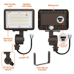 Mini Flood: XS-Line 15W, 1950 Lumens, Integrated Photocell, 1/2" Knuckle & Yoke Included, 120-277V, Bronze or White Finish