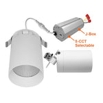 3" Cylinder Downlight: 1000 Lumens, 15W, CCT Selectable, 120V, White or Black Finish