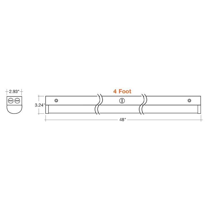 4FT Strip Light, 10400 Lumen Max, Wattage and CCT Selectable, Optional Emergency Back Up and Sensors, 120-277V