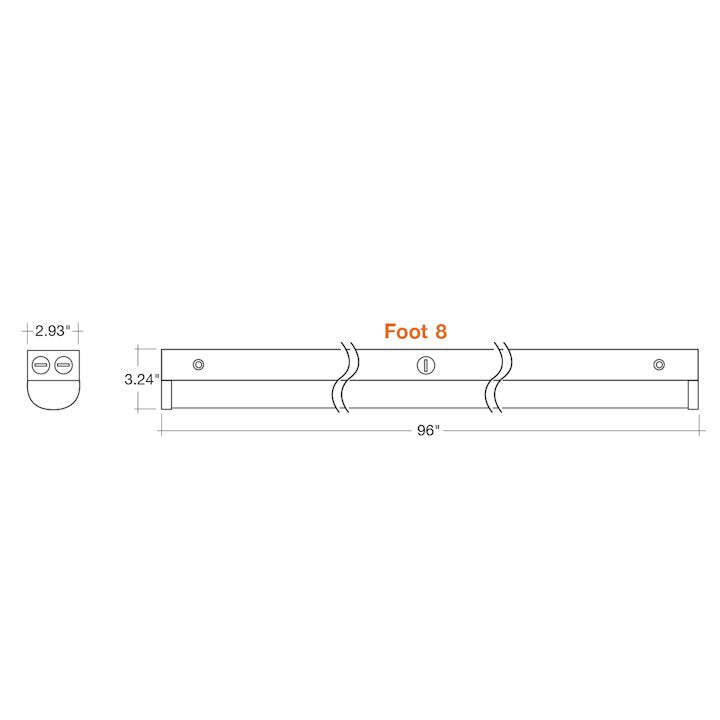 8FT Round Strip Light, 7800 Lumen Max, CCT Selectable, Optional Emergency Backup and Sensors, 120-277V, White or Black Finish