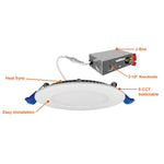 3" External J-Box Round Downlight: Slim-Line, 8W, 500 Lumens, CCT Selectable, 120V