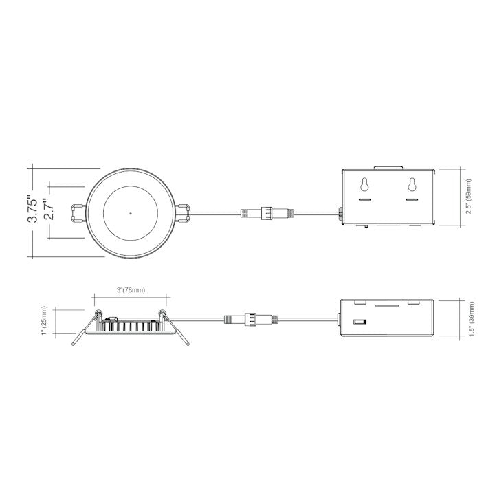 3" External J-Box Round Downlight: Slim-Line, 8W, 500 Lumens, CCT Selectable, 120V