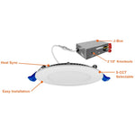 4" External J-Box Round Downlight: Slim-Line, 840 Lumen Max, Wattage and CCT Selectable, 120V