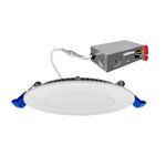 4" External J-Box Round Downlight: Slim-Line, 840 Lumen Max, Wattage and CCT Selectable, 120V