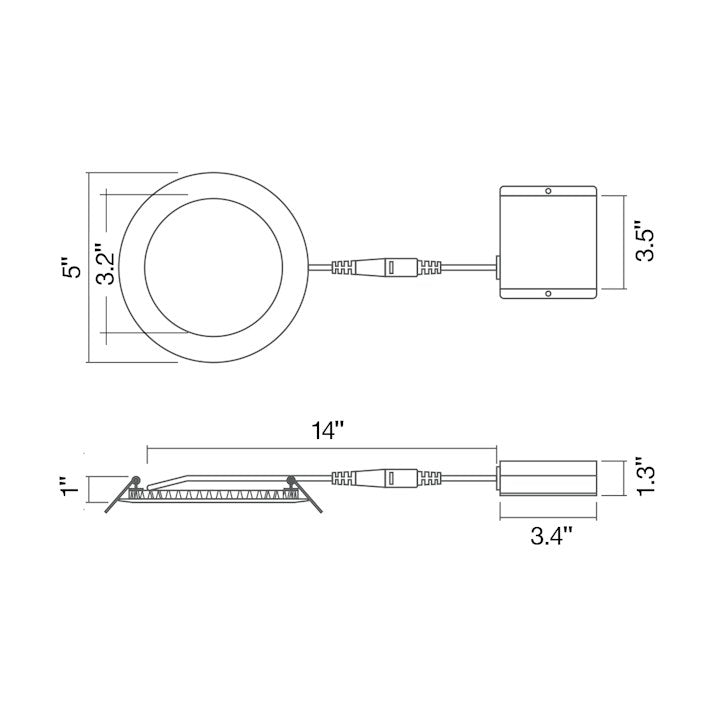 4" External J-Box Round Downlight: Slim-Line, 840 Lumen Max, Wattage and CCT Selectable, 120V