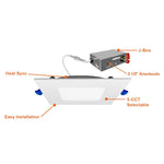 4" External J-Box Square Downlight: Slim-Line, 840 Lumen Max, Wattage and CCT Selectable, 120V