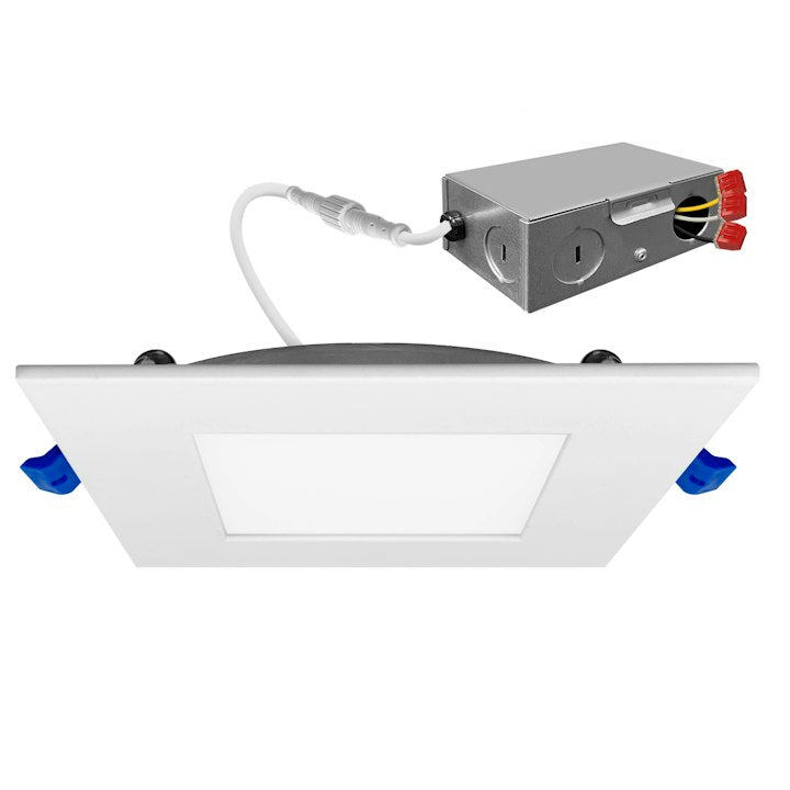 4" External J-Box Square Downlight: Slim-Line, 840 Lumen Max, Wattage and CCT Selectable, 120V