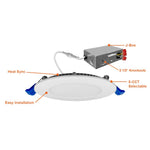 6" External J-Box Round Downlight: Slim-Line, 1150 Lumen Max, Wattage and CCT Selectable, 120V