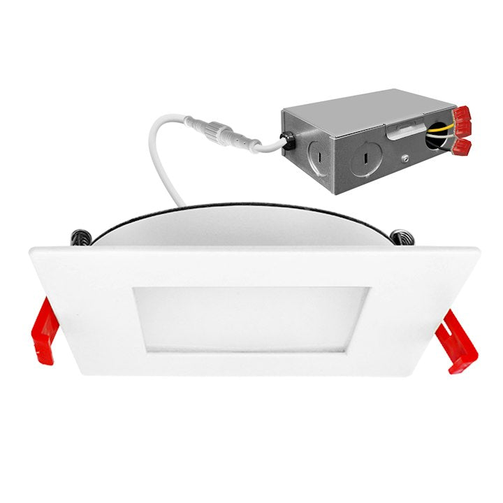 6" External J-Box Square Downlight: Slim-Line, 1150 Lumen Max, Wattage and CCT Selectable, 120V