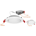 6" External J-Box Adjustable Downlight: Slim-Line, 800 Lumens, 12W, CCT Selectable, 120V