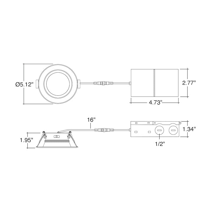 4" Retrofit Downlight: RDL-Line, 960 Lumen Max, Wattage & CCT Selectable, 120V